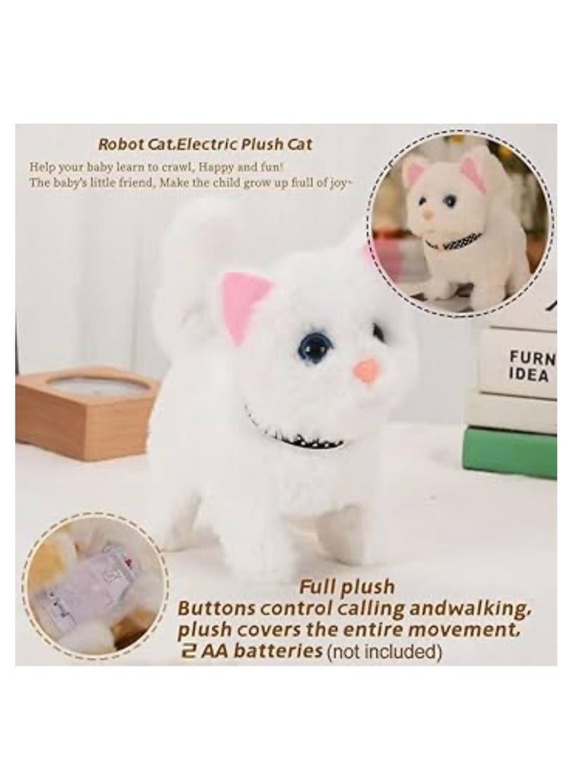 Walking Cat Stuffed Animal Interactive Cat Meowing Tail Wagging Head Nodding Educational Plush Toy Easter Christmas Birthday Gift for Toddlers Kids Girls - Image 2